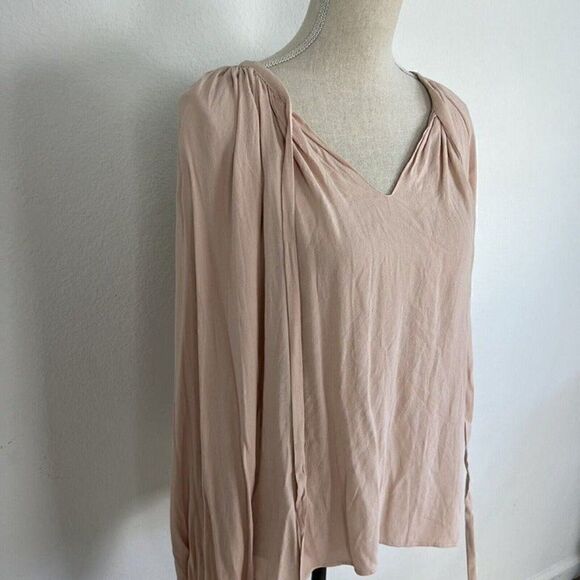 Muche Muchette Women's Pink Flowy Peasant Blouse Tassel Boho Shirt Top OS NWT - Picture 4 of 12